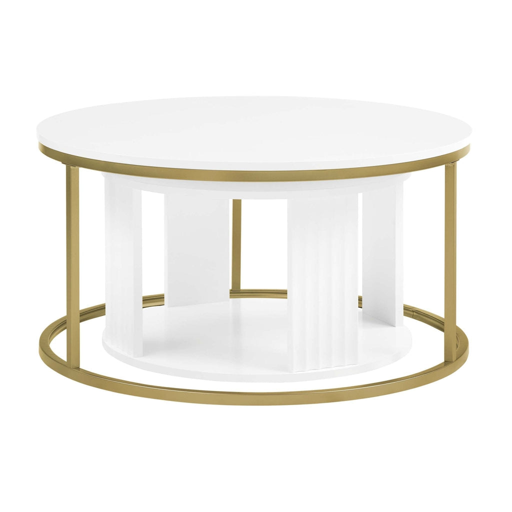 Dusklia - Evie Round Nesting Coffee Table - Warm White