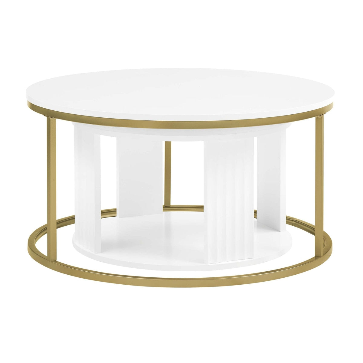Dusklia - Evie Round Nesting Coffee Table - Warm White