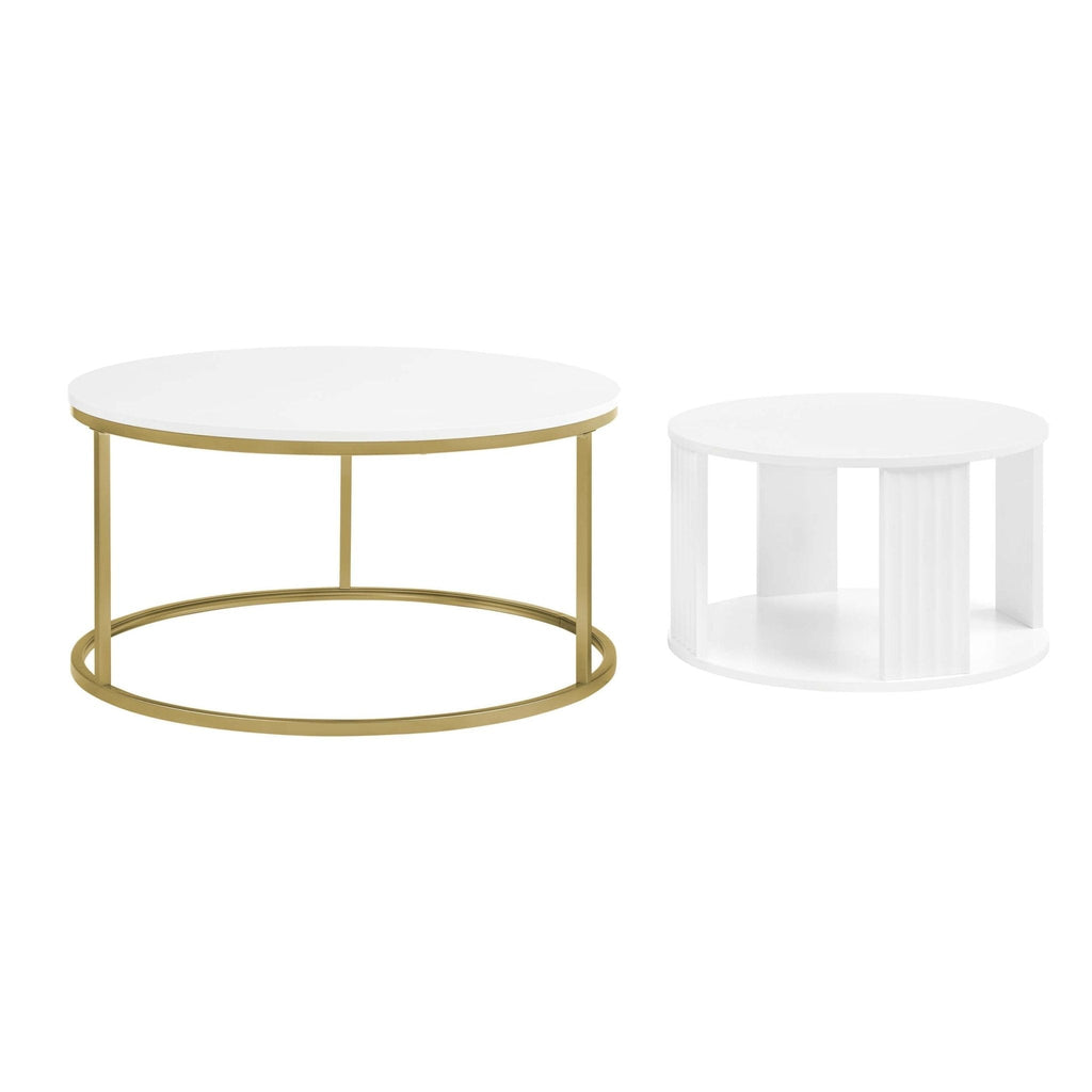 Dusklia - Evie Round Nesting Coffee Table - Warm White