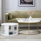 Dusklia - Evie Round Nesting Coffee Table - Warm White