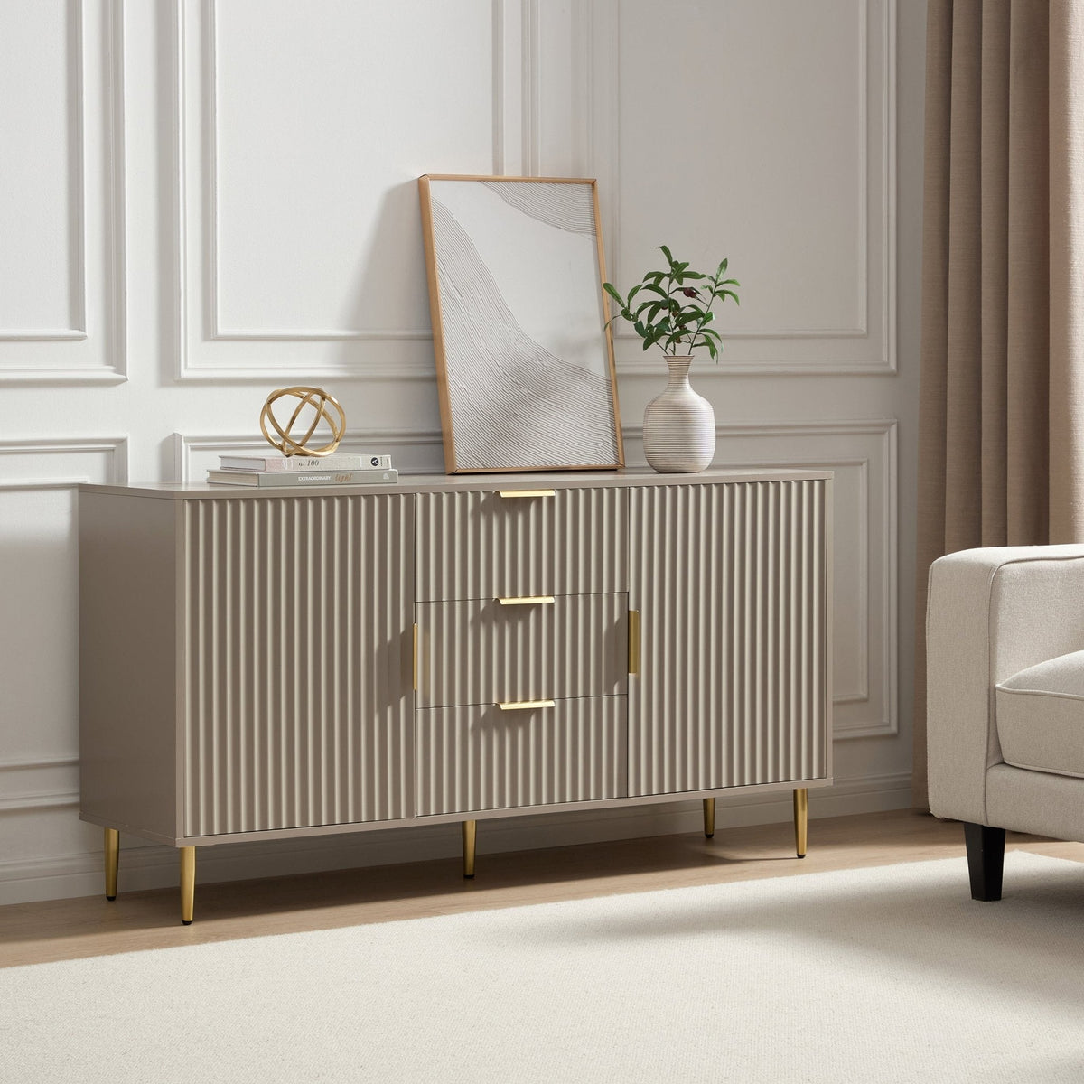 Dusklia - Evie 2 Door Sideboard with Drawers - Taupe