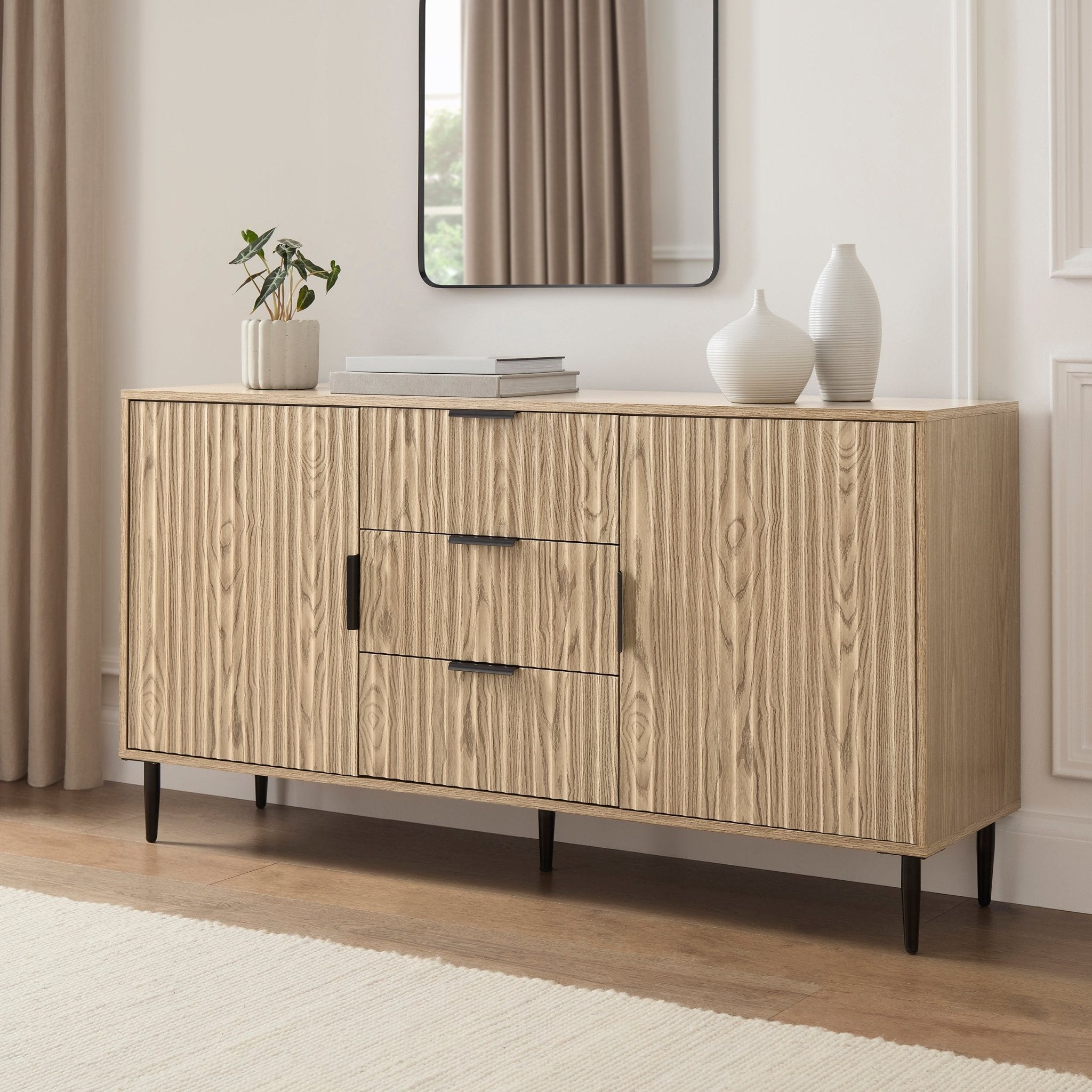 Dusklia - Evie Sideboard with Drawers - Wood Effect