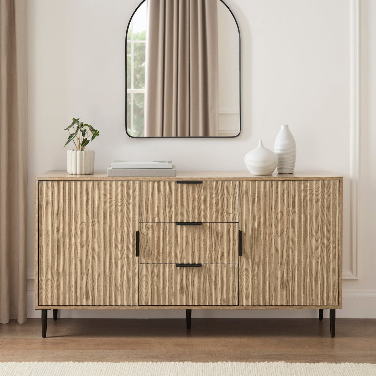Dusklia - Evie Sideboard with Drawers - Wood Effect