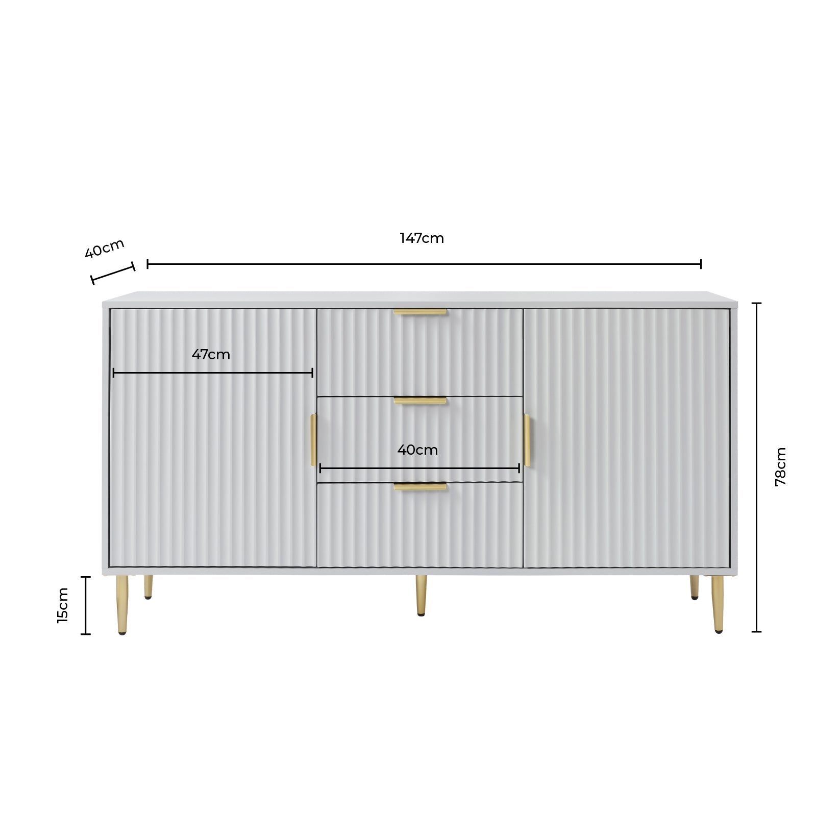 Dusklia - Evie Sideboard with Drawers - Wood Effect