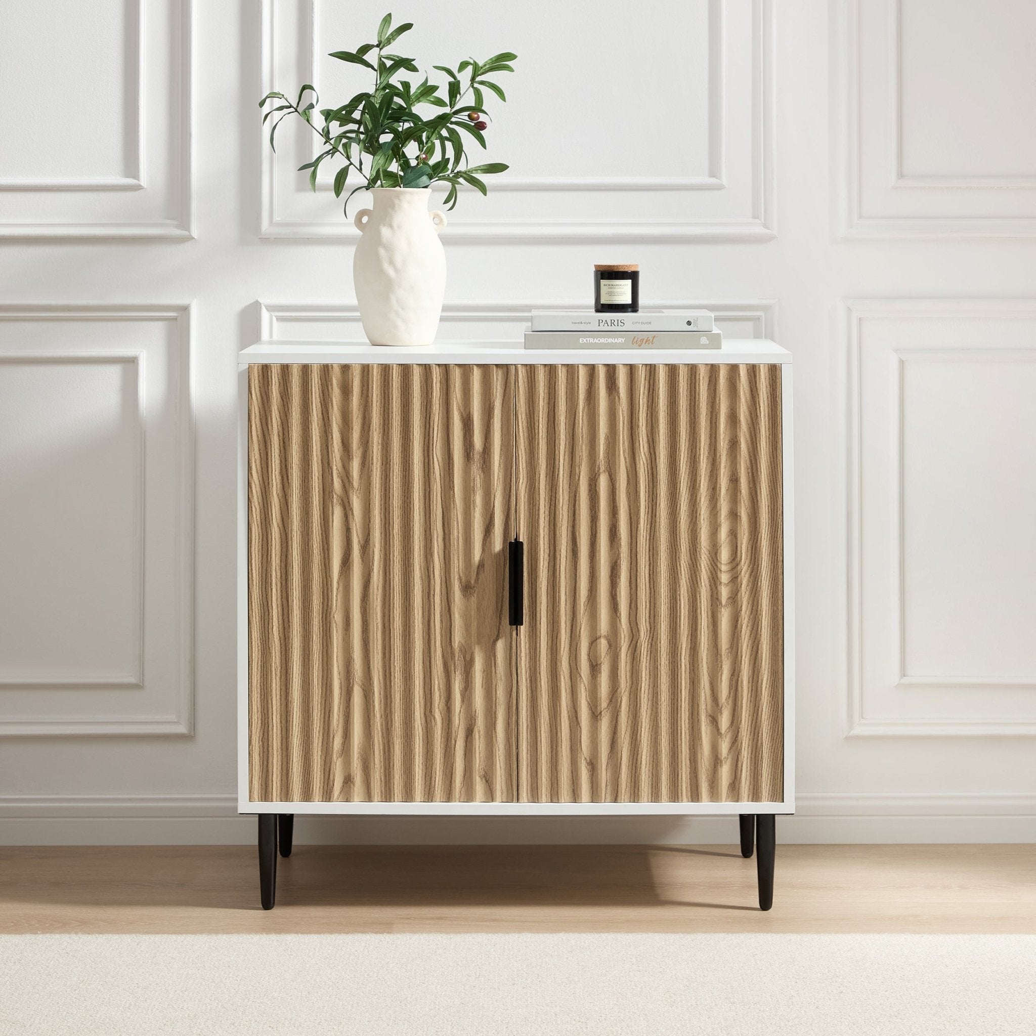 Dusklia - Evie Small Sideboard - White/Wood Effect