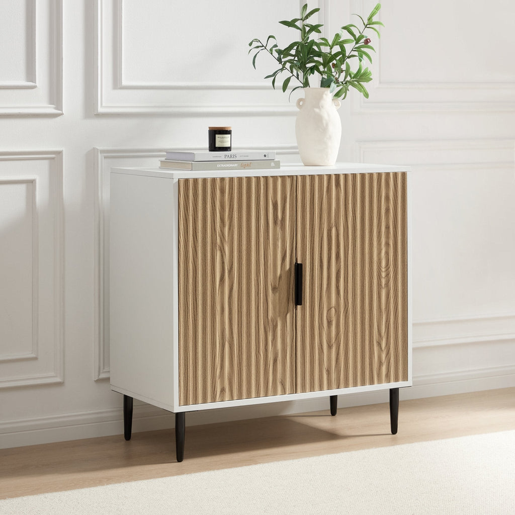 Dusklia - Evie Small Sideboard - White/Wood Effect