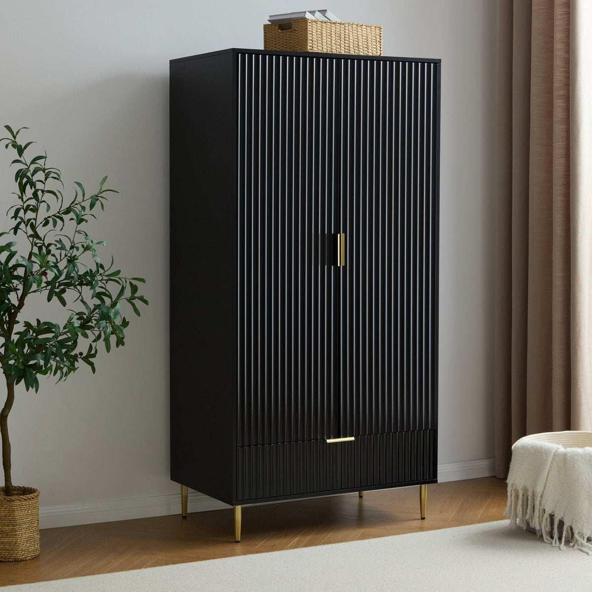Dusklia - Evie 2 Door Wardrobe with Drawer - Black