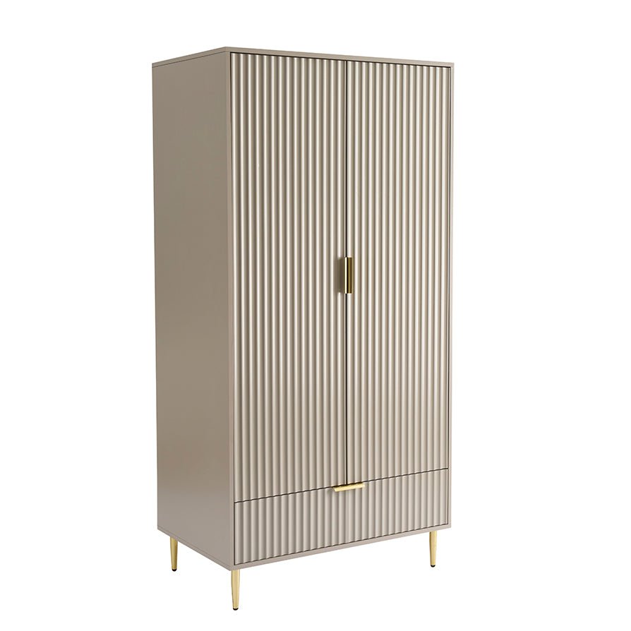 Dusklia - Evie 2 Door Wardrobe with Drawers - Taupe