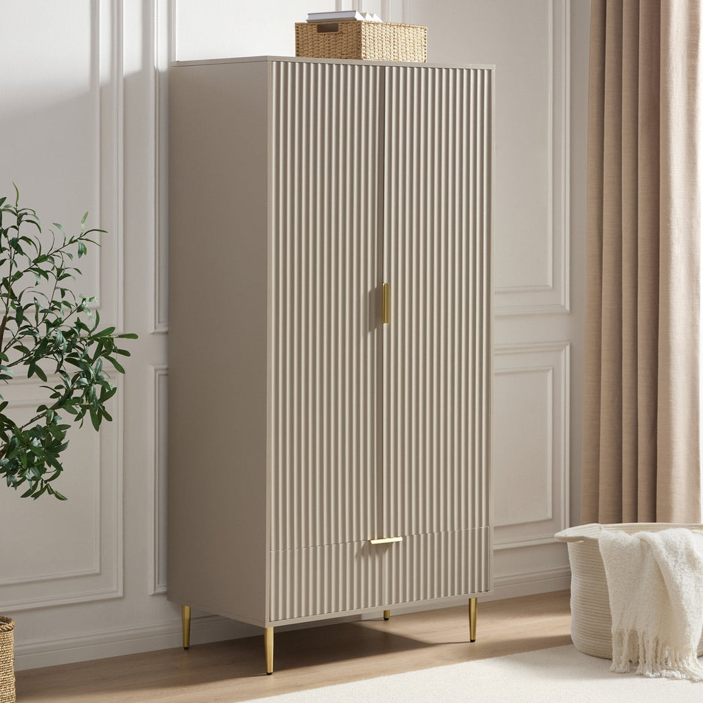 Dusklia - Evie 2 Door Wardrobe with Drawers - Taupe