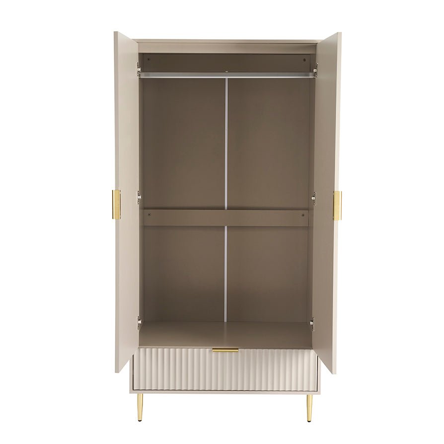 Dusklia - Evie 2 Door Wardrobe with Drawers - Taupe