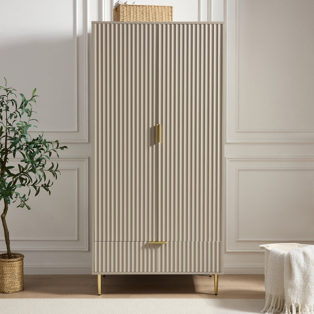 Dusklia - Evie 2 Door Wardrobe with Drawers - Taupe
