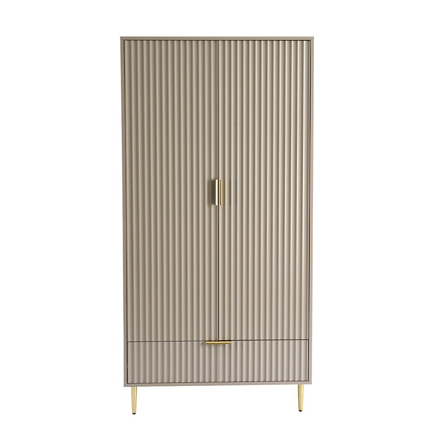 Dusklia - Evie 2 Door Wardrobe with Drawers - Taupe