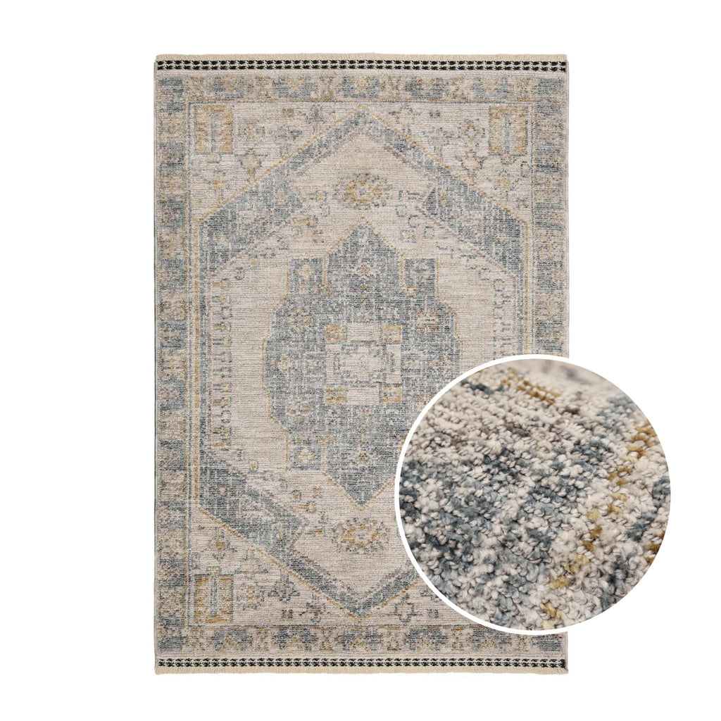 Dusklia - Ezra Traditional Tufted Edge Rug - Blue