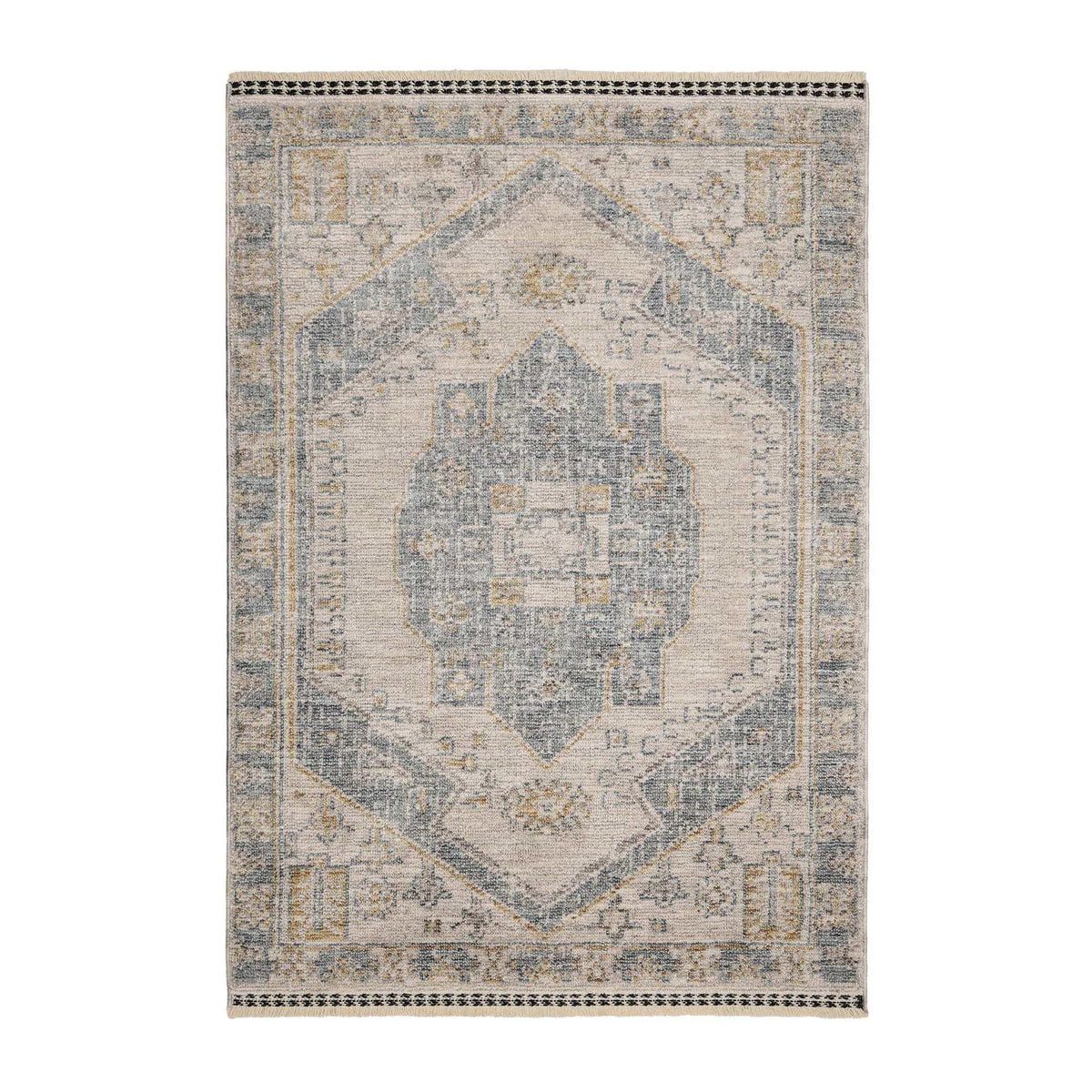 Dusklia - Ezra Traditional Tufted Edge Rug - Blue