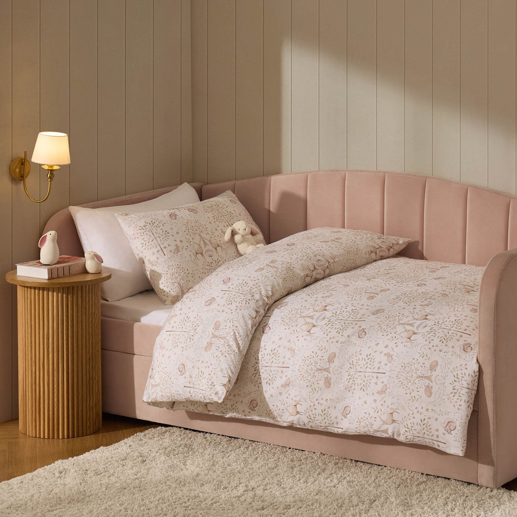 Dusklia - Faith Woodland 100% Cotton Kids Duvet Cover & Pillowcase Set - Natural