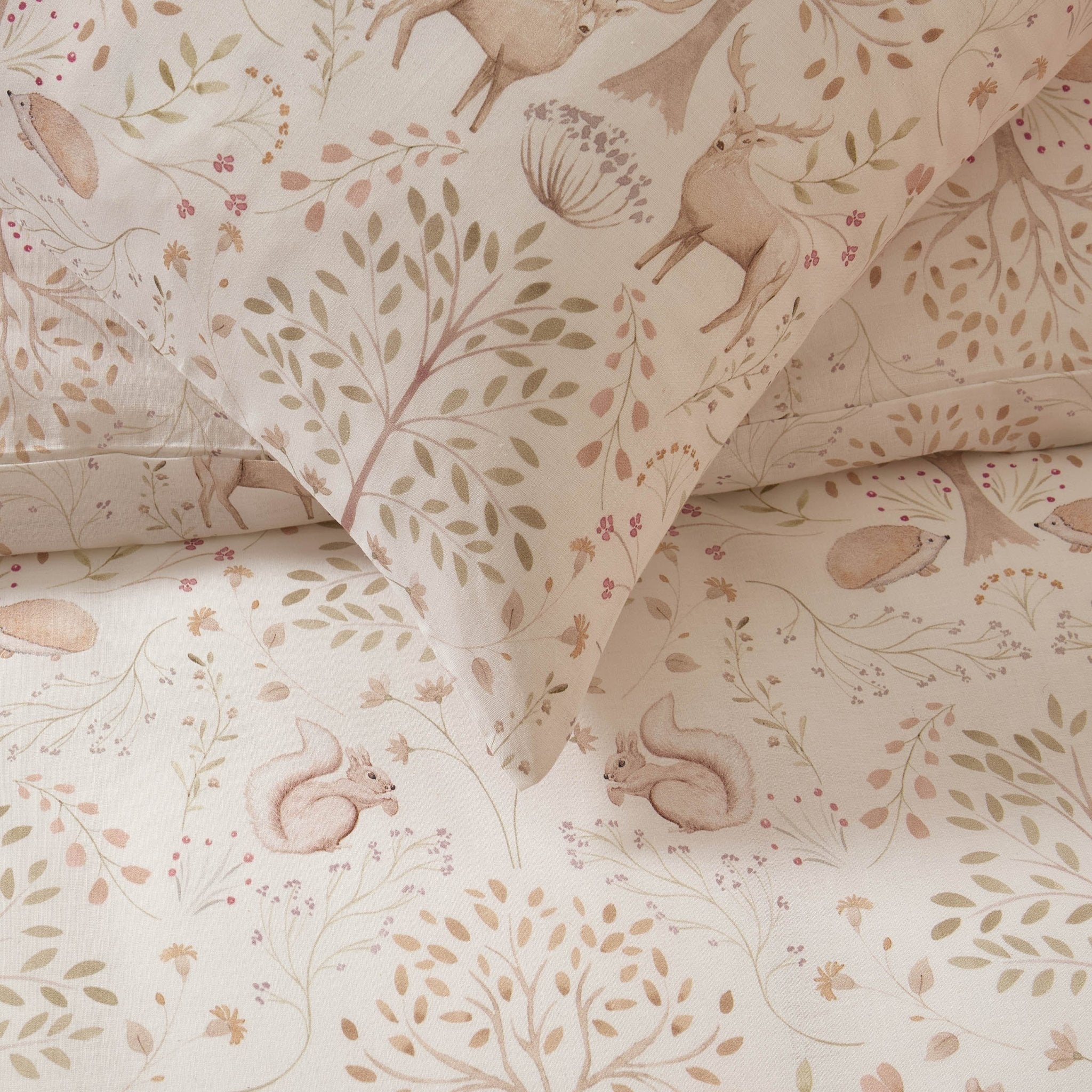 Dusklia - Faith Woodland 100% Cotton Kids Duvet Cover & Pillowcase Set - Natural
