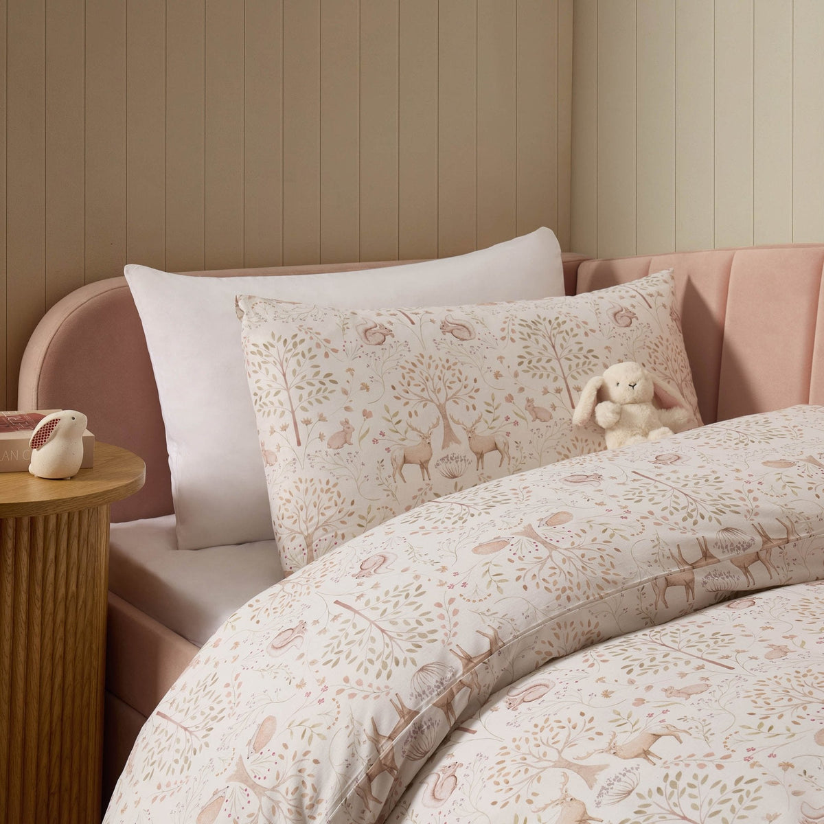 Dusklia - Faith Woodland 100% Cotton Kids Duvet Cover & Pillowcase Set - Natural