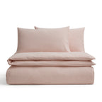 Dusklia - Faro Muslin Gingham Duvet Cover & Pillowcase Set - Blush Pink