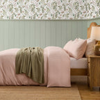 Dusklia - Faro Muslin Gingham Duvet Cover & Pillowcase Set - Blush Pink