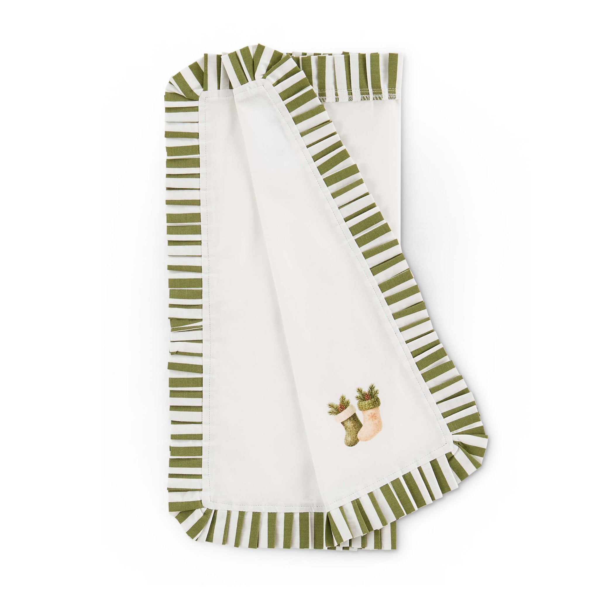 Lot de 4 serviettes de Noël Farron à bords volantés - Vert