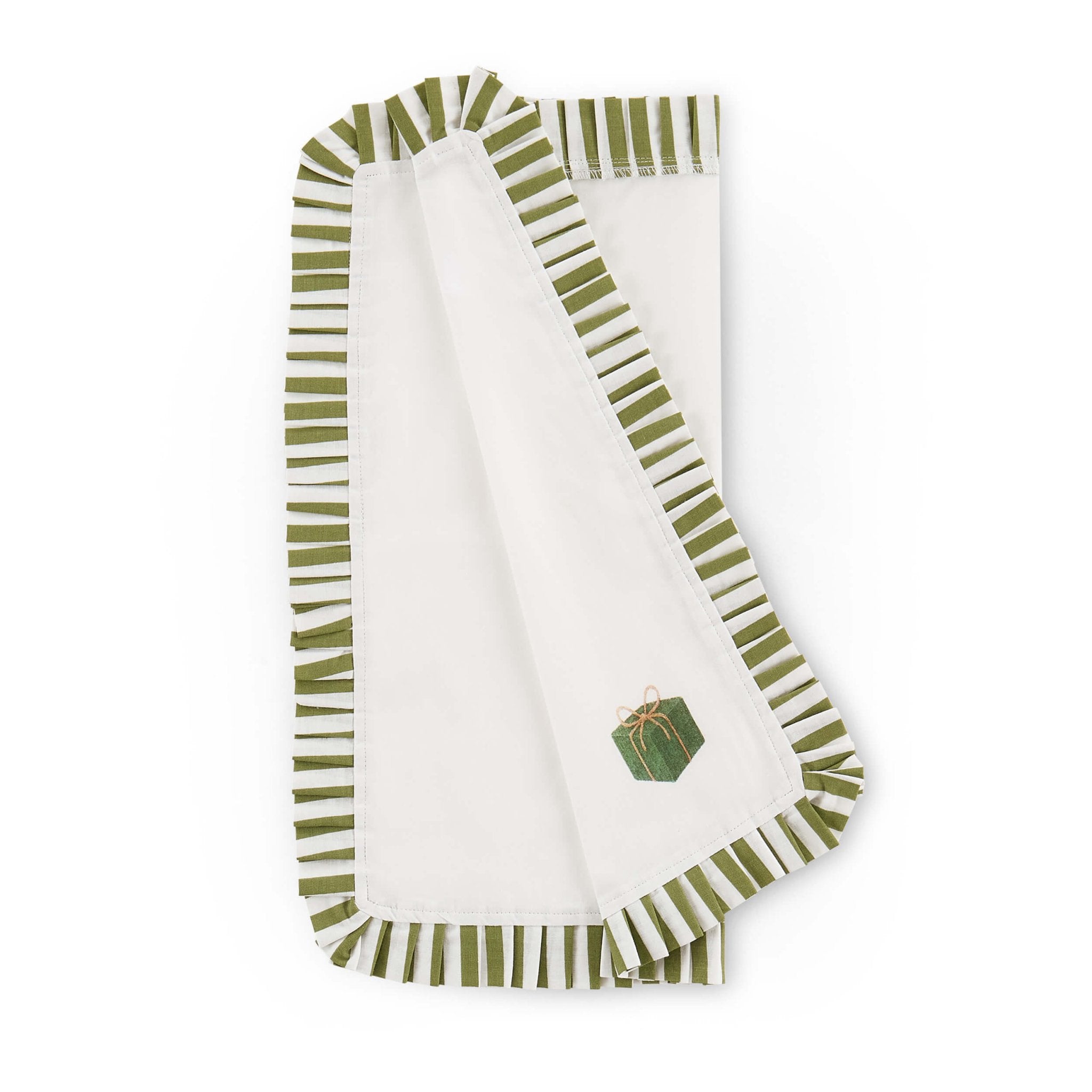 Lot de 4 serviettes de Noël Farron à bords volantés - Vert