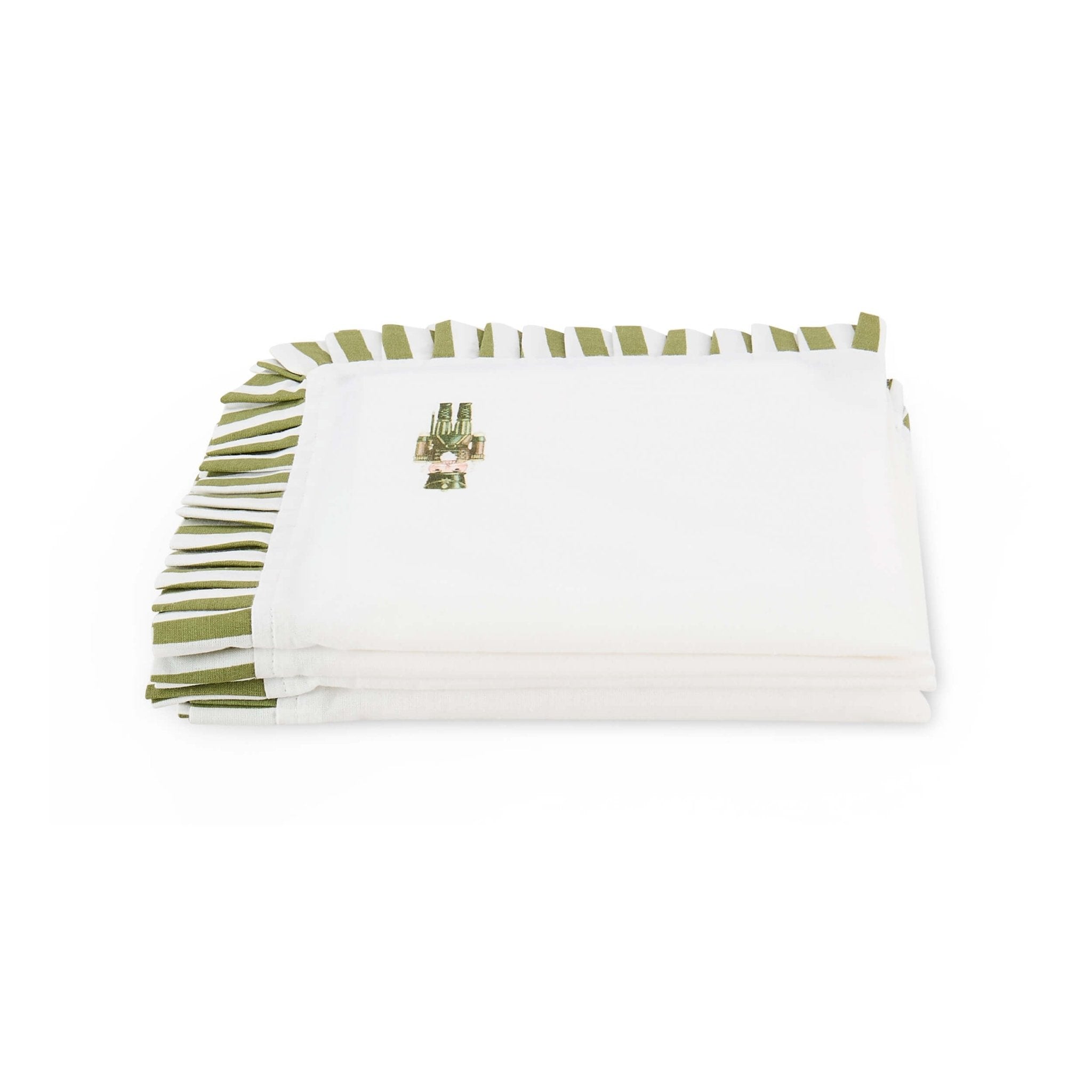 Lot de 4 serviettes de Noël Farron à bords volantés - Vert