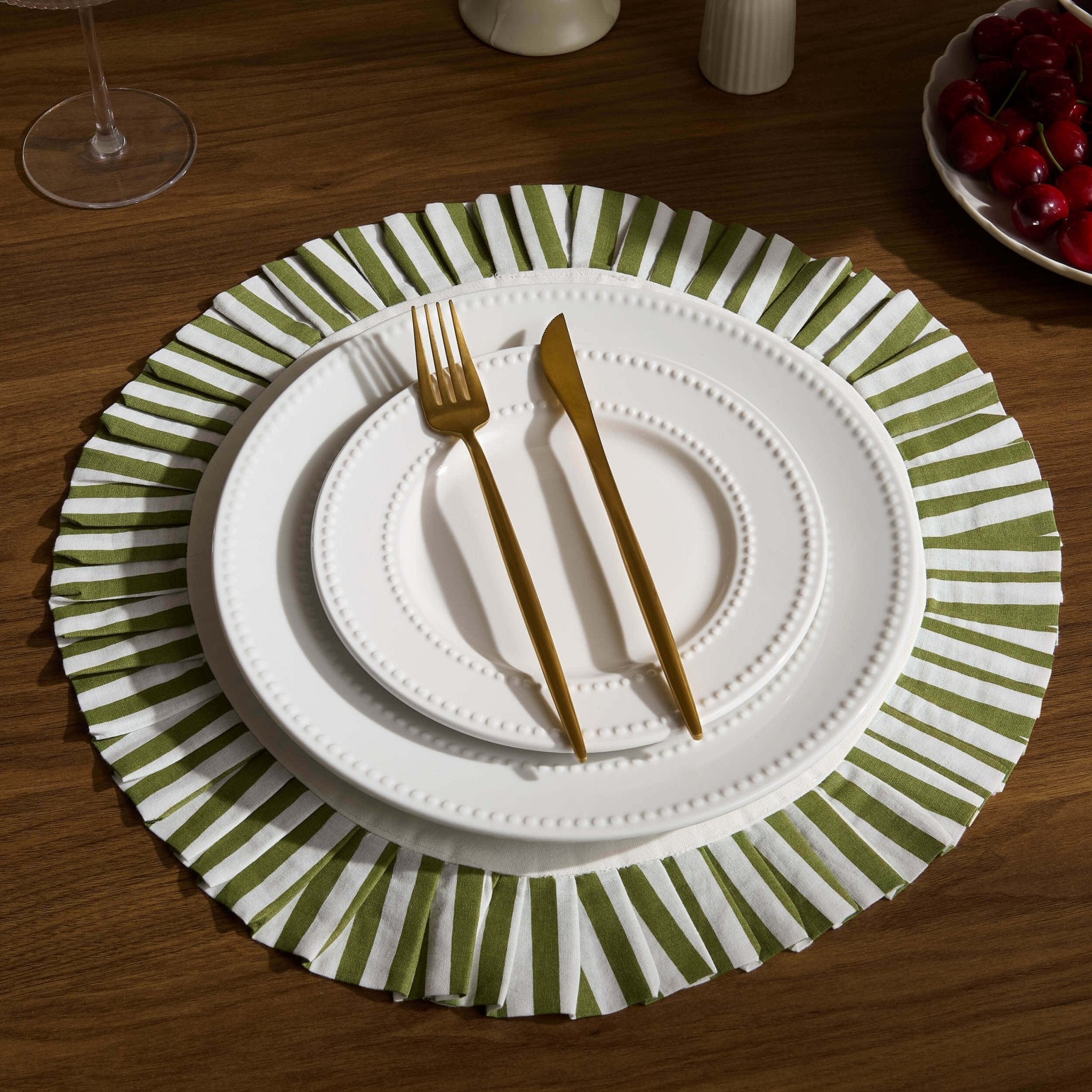 Set de 4 sets de table de Noël Farron Frill Edge - Vert