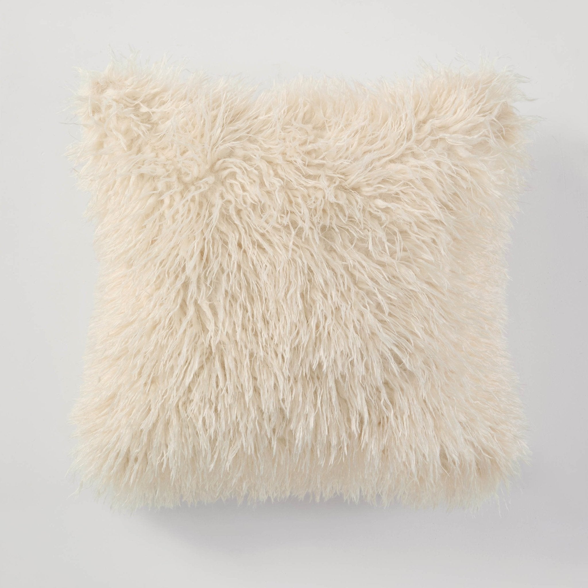 Housse de coussin en fausse fourrure imitation peau de mouton - Blanc cassé
