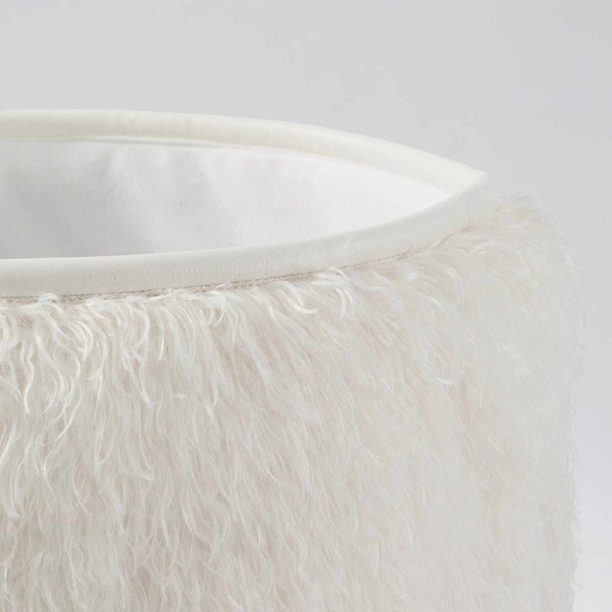 Dusklia - Faux Fur Sheepskin Storage Basket - Off-White