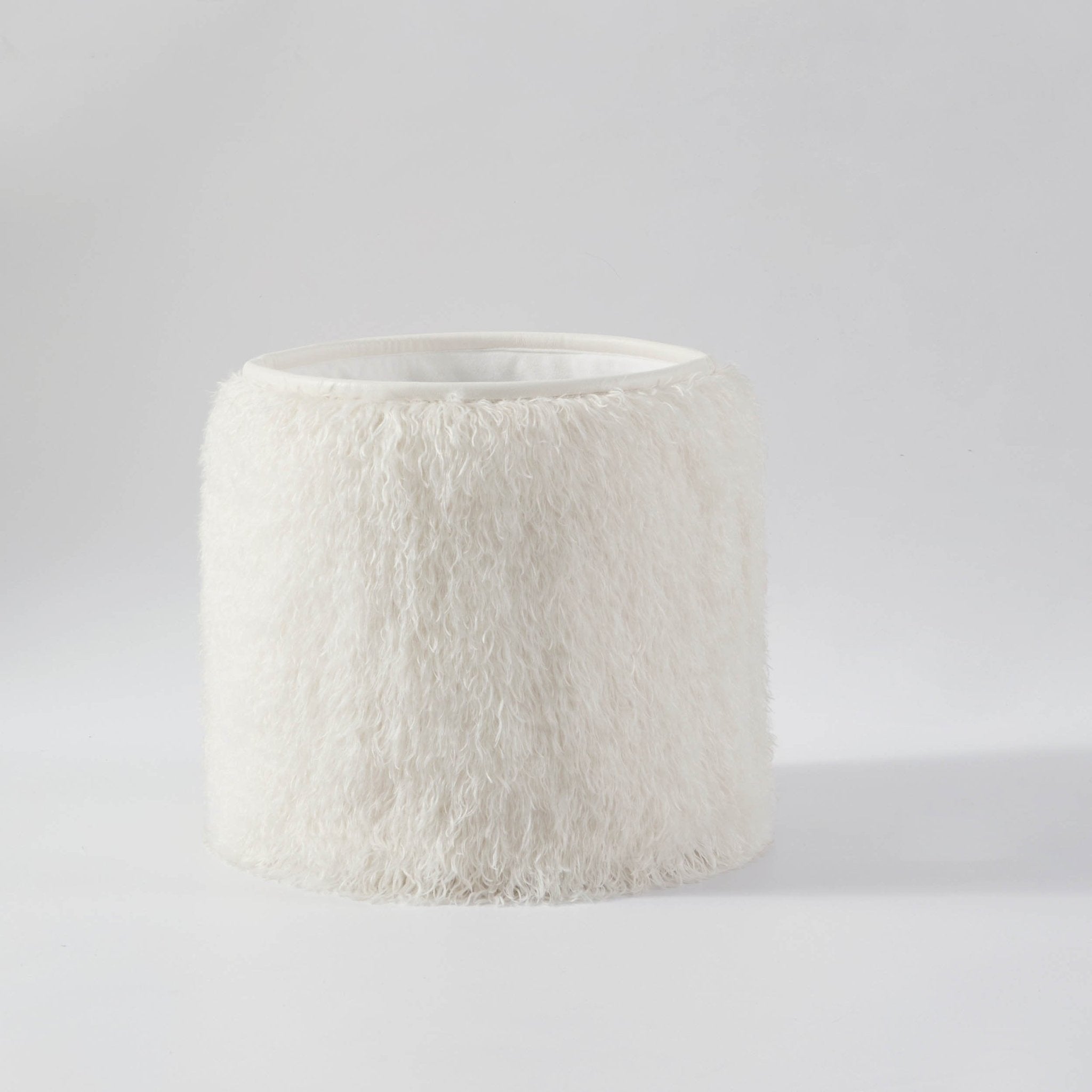 Dusklia - Faux Fur Sheepskin Storage Basket - Off-White