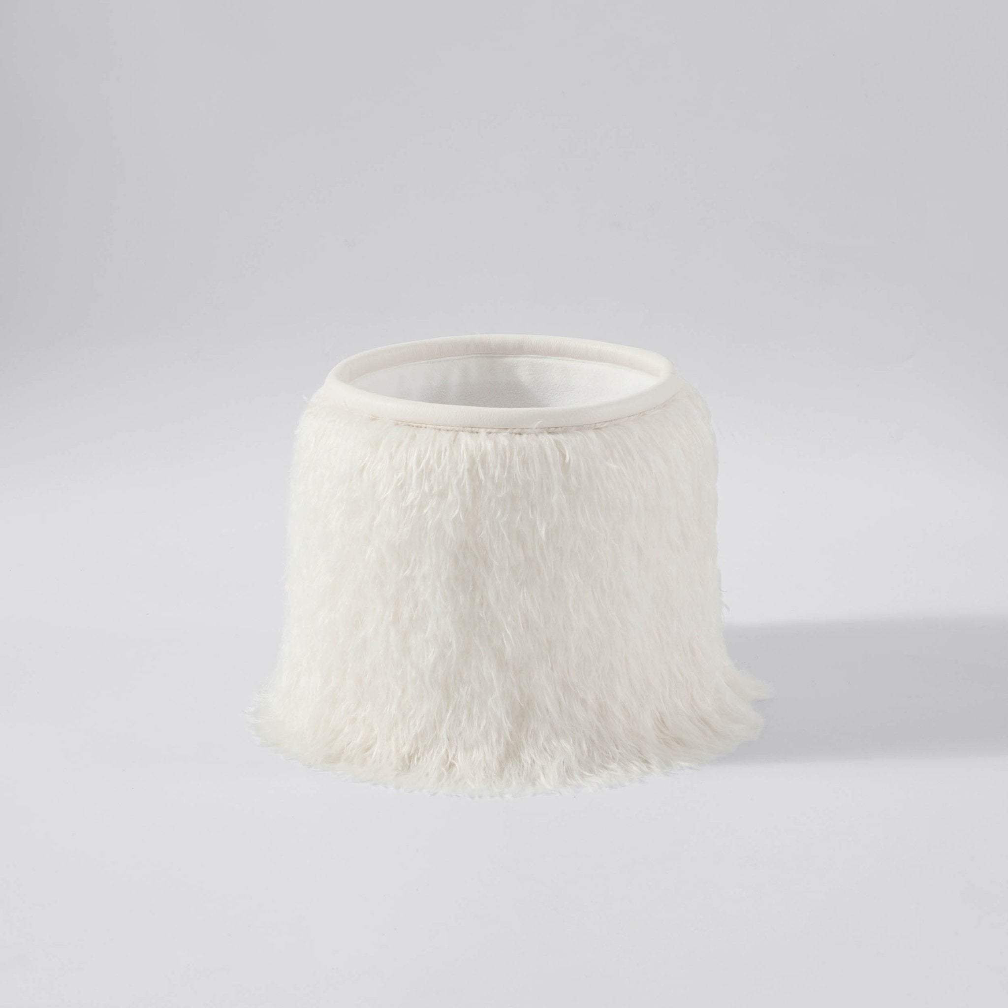 Dusklia - Faux Fur Sheepskin Storage Basket - Off-White