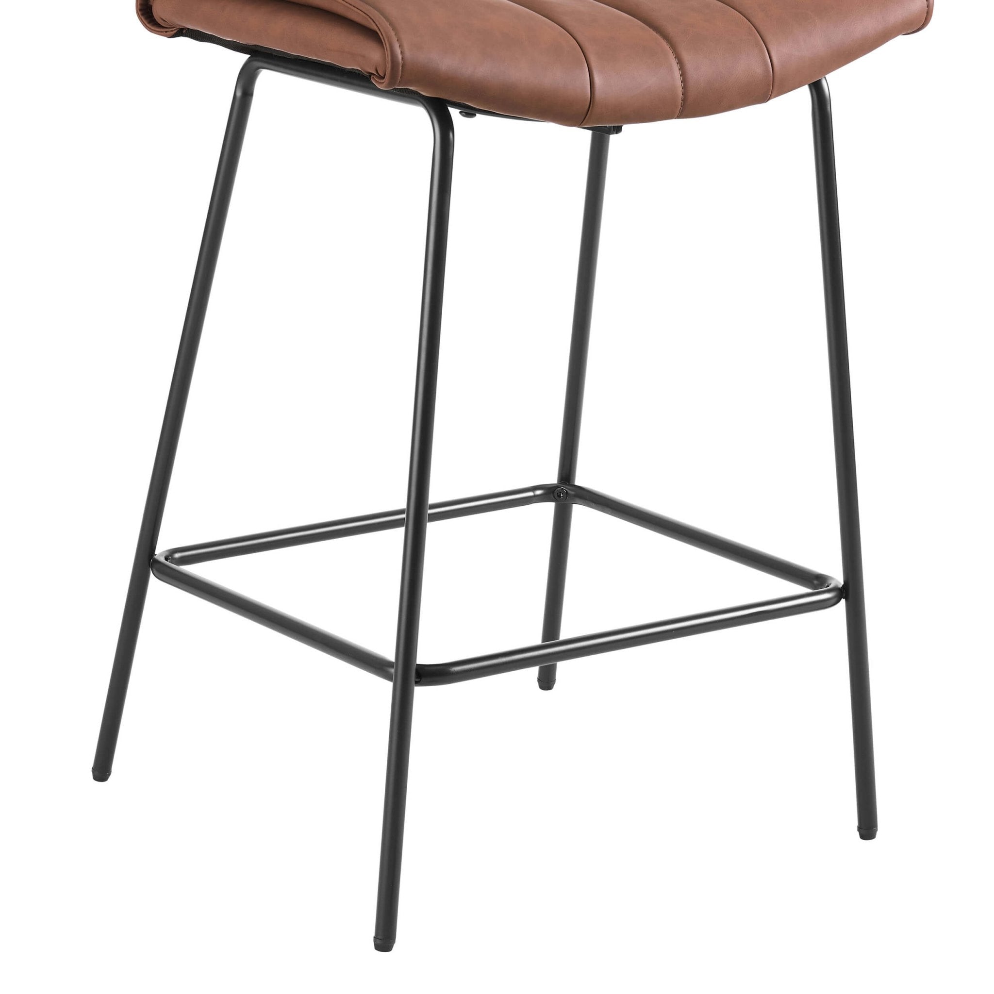 Dusklia - Fearne Set of 2 Barstools - Faux Leather Tan