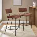 Dusklia - Fearne Set of 2 Barstools - Faux Leather Tan