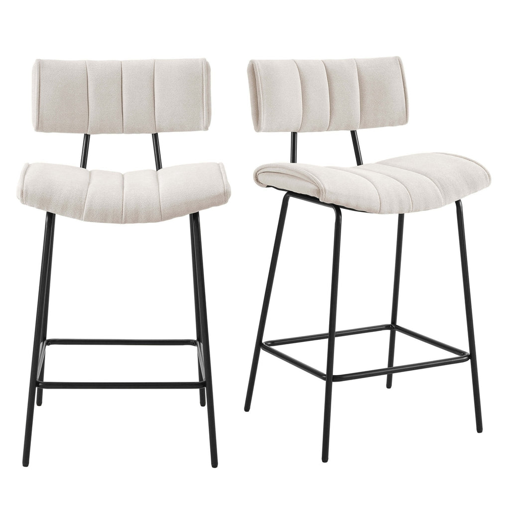 Dusklia - Fearne Set of 2 Barstools - Ivory Chenille