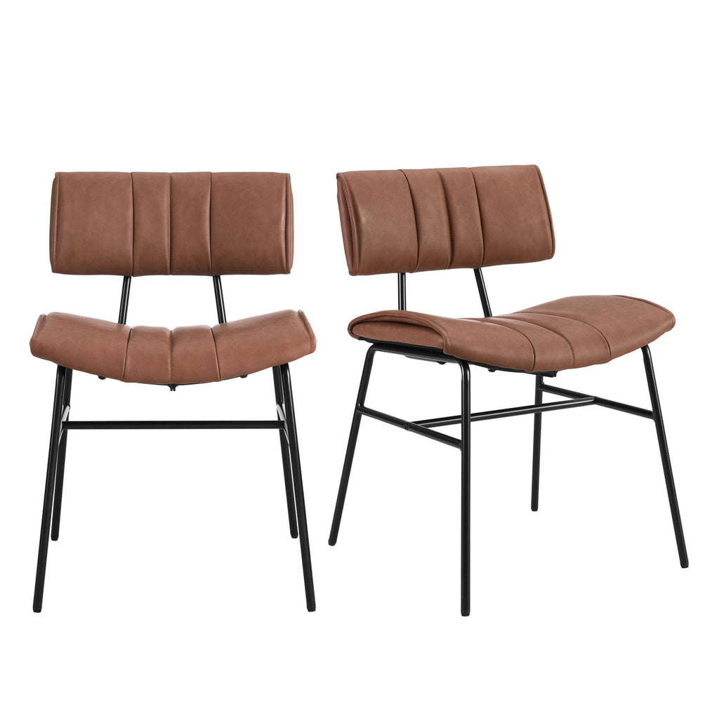 Dusklia - Fearne Set of 2 Dining Chairs - Faux Leather Tan