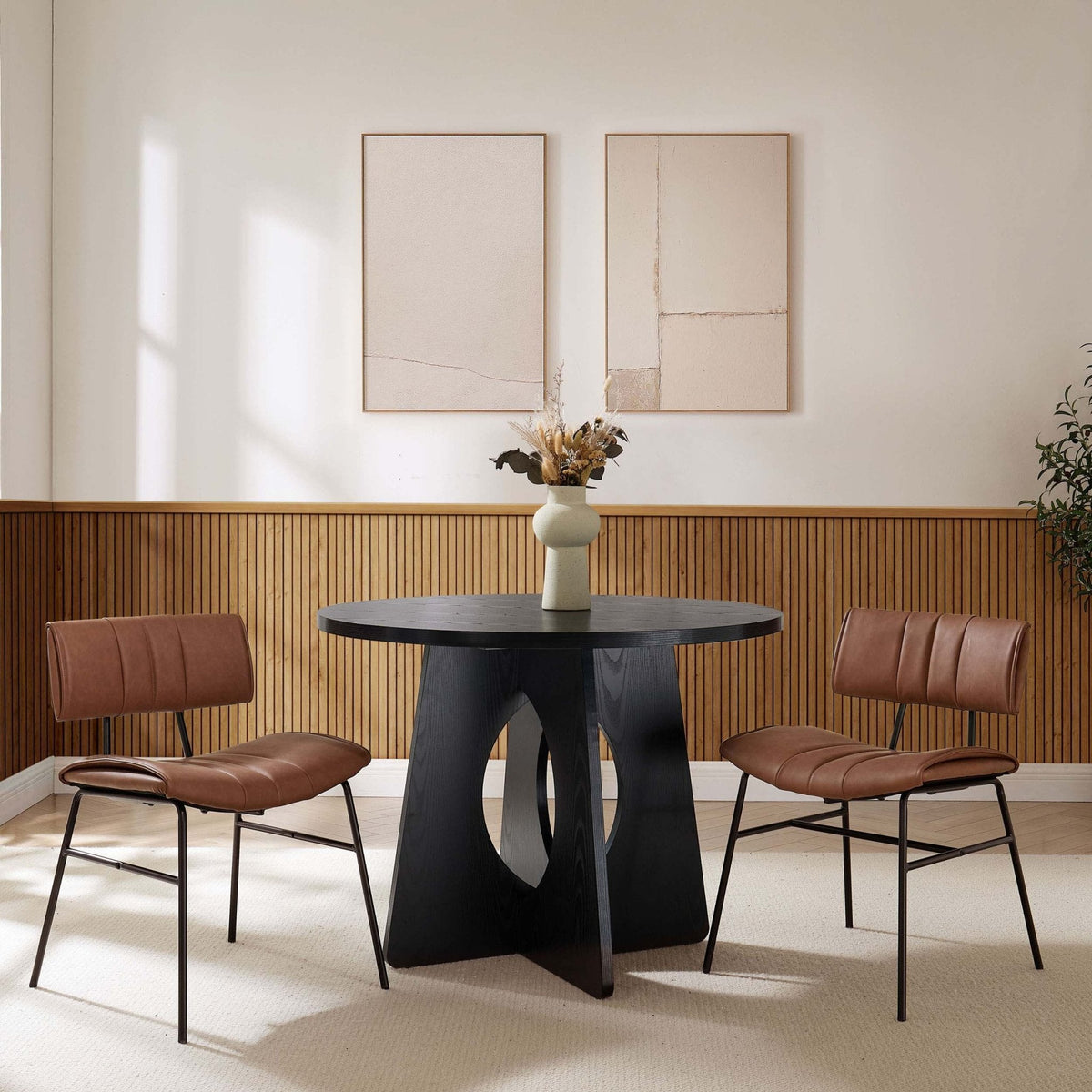 Dusklia - Fearne Set of 2 Dining Chairs - Faux Leather Tan