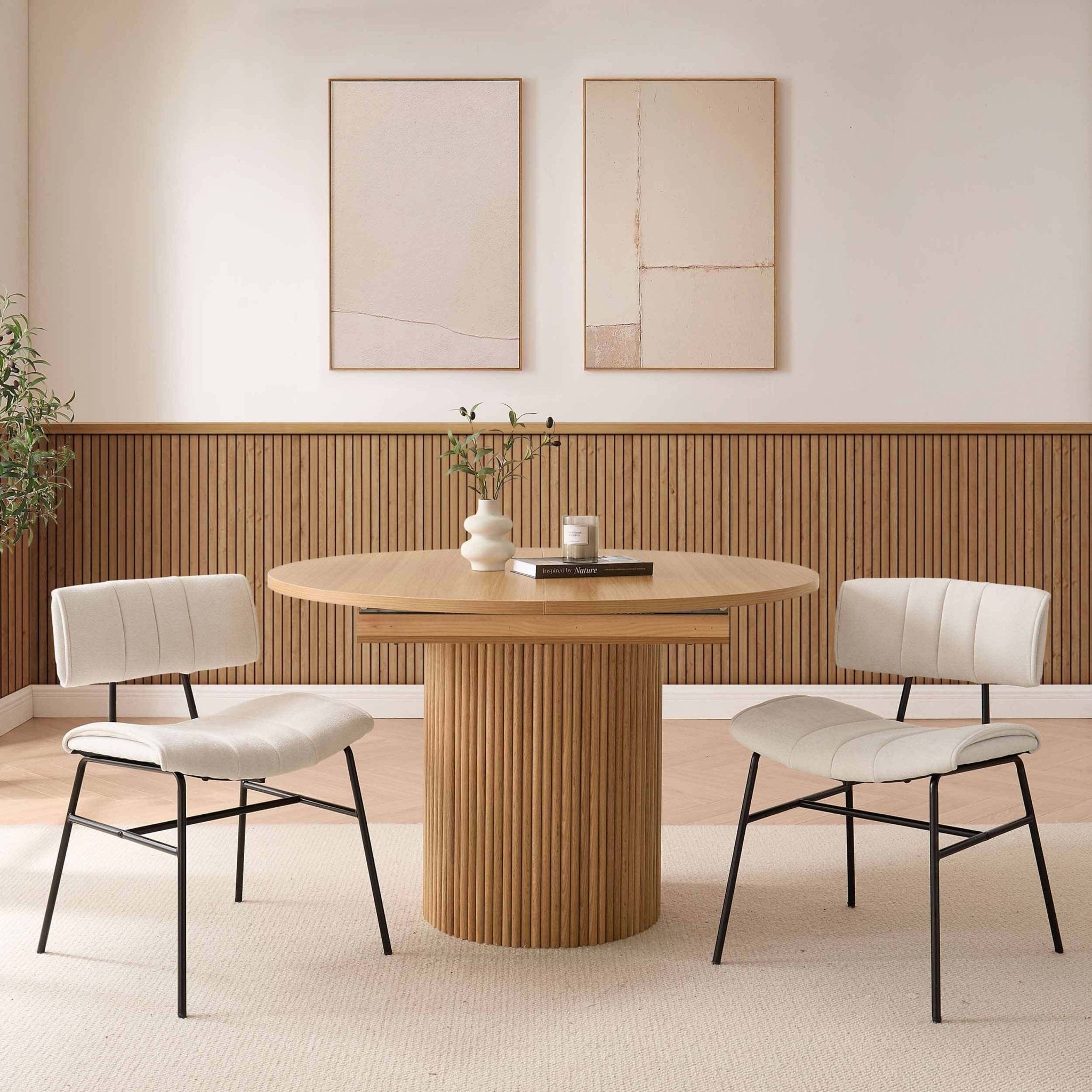 Dusklia - Fearne Set of 2 Dining Chairs - Ivory Chenille
