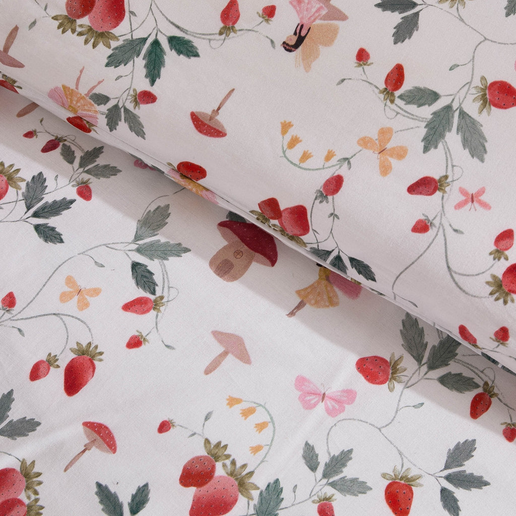 Dusklia - Felicity 100% Cotton Fairy Forest Print Duvet Cover Set - Red