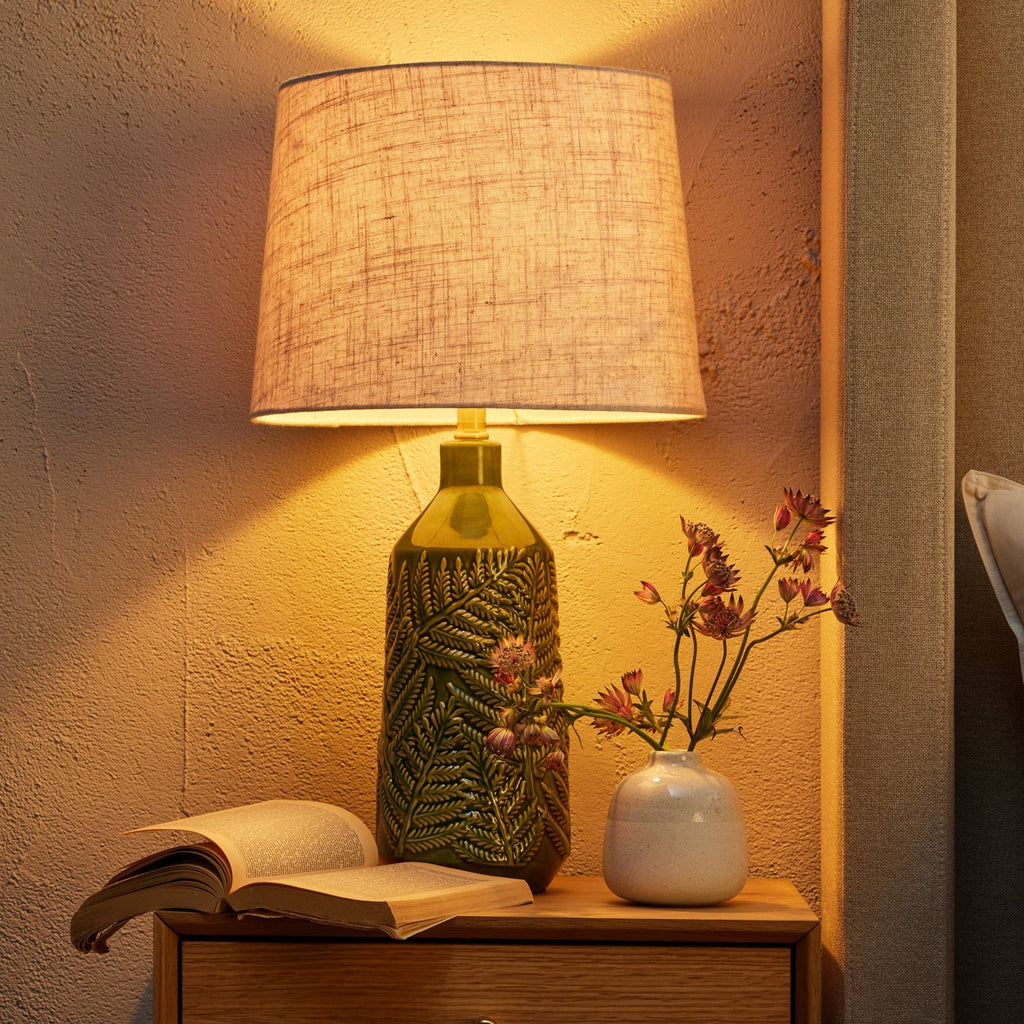 Dusklia - Fern Ceramic Textured Table Lamp - Green