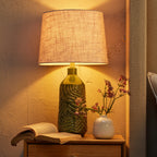 Dusklia - Fern Ceramic Textured Table Lamp - Green