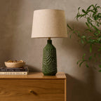 Dusklia - Fern Ceramic Textured Table Lamp - Green