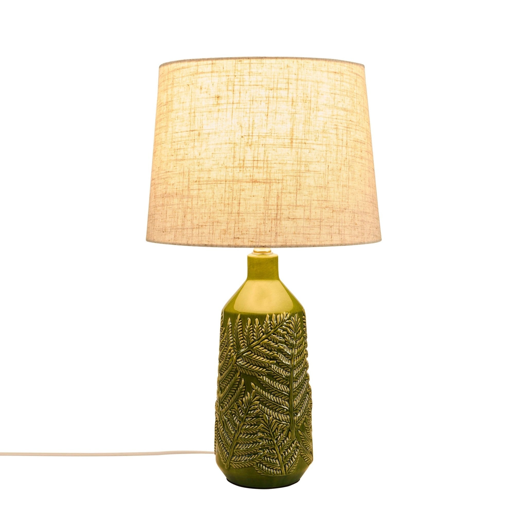 Dusklia - Fern Ceramic Textured Table Lamp - Green