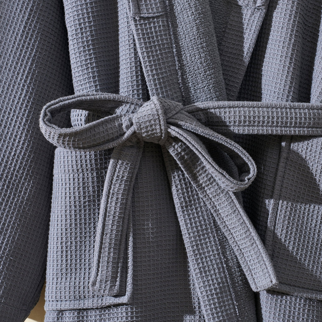 Dusklia - Fiji Waffle Cotton Robe - Charcoal