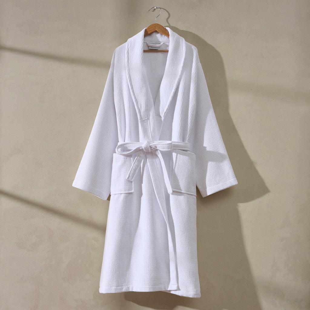 Dusklia - Fiji Waffle Cotton Robe - White