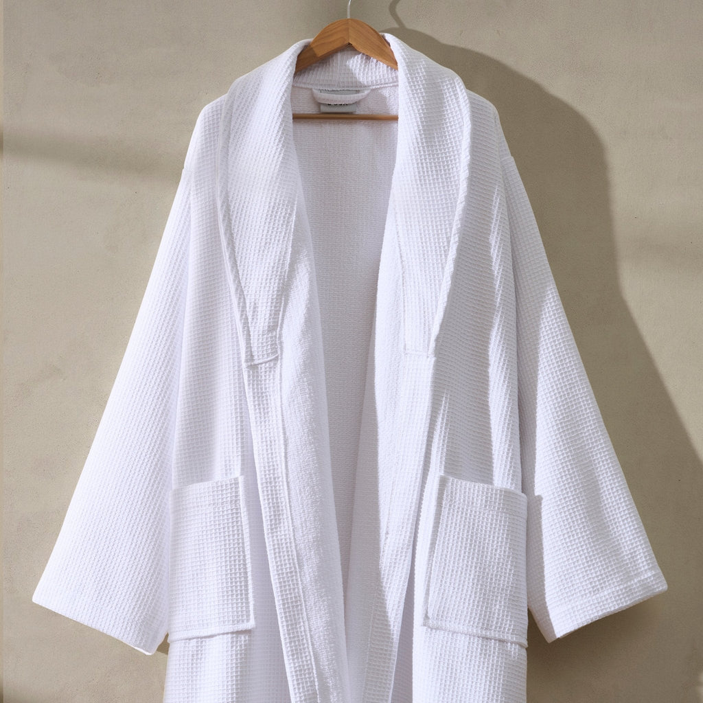 Dusklia - Fiji Waffle Cotton Robe - White