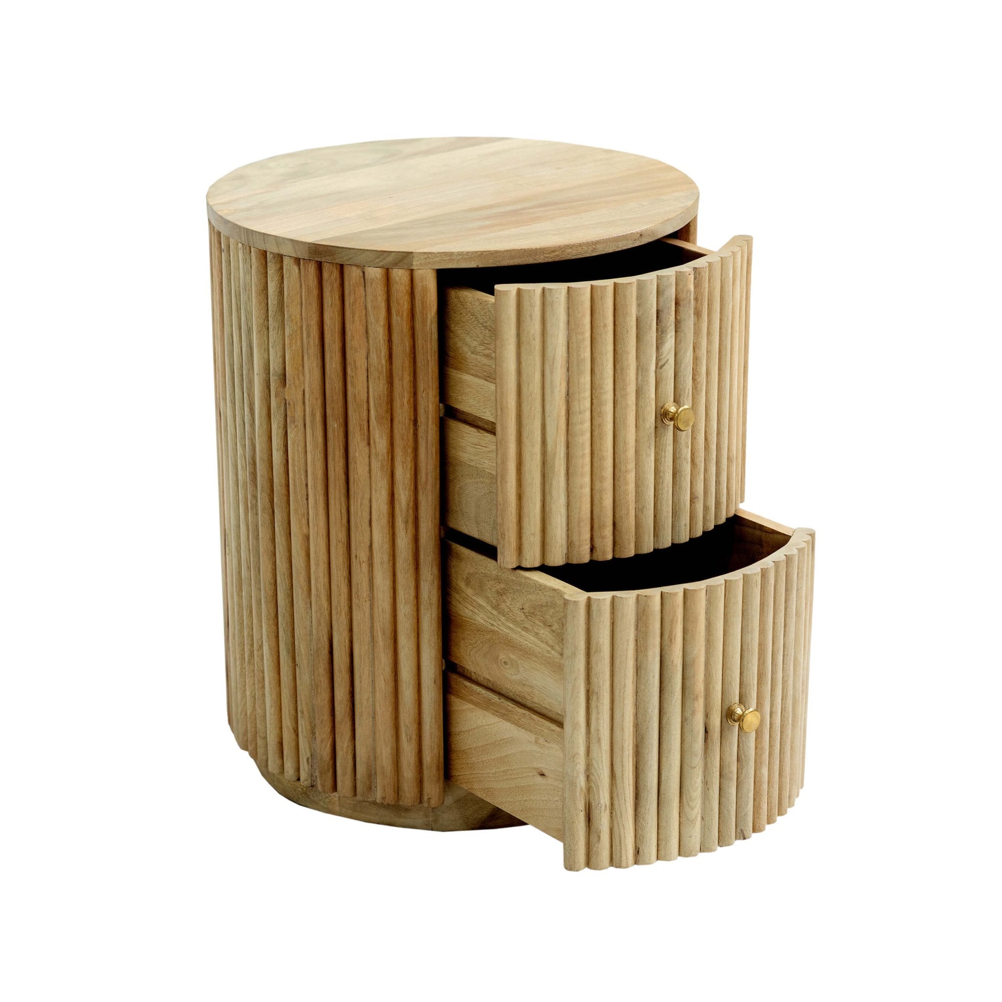 Dusklia - Finley  Mango Wood 2 Drawer Bedside Table - Natural