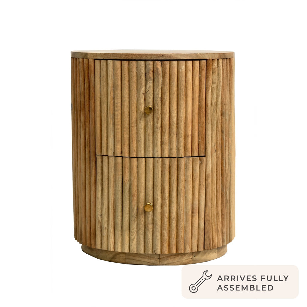 Dusklia - Finley  Mango Wood 2 Drawer Bedside Table - Natural