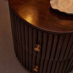 Dusklia - Finley Mango Wood 2 Drawer Bedside Table - Walnut