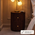 Dusklia - Finley Mango Wood 2 Drawer Bedside Table - Walnut