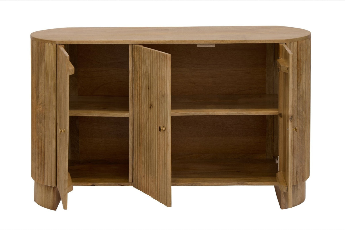 Dusklia - Finley Mango Wood 3 Door Sideboard - Natural